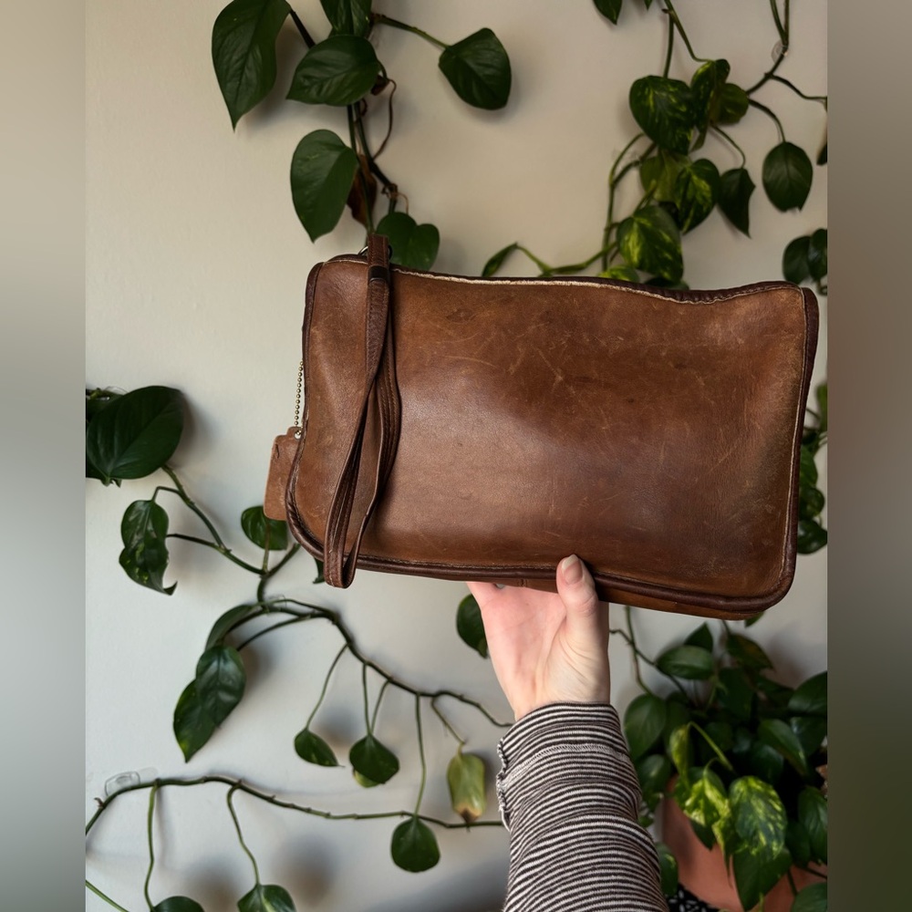Vintage Coach made in New York City leather zippered clutch bag